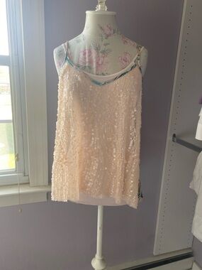 Love Squared Peach Sequin Tank Top